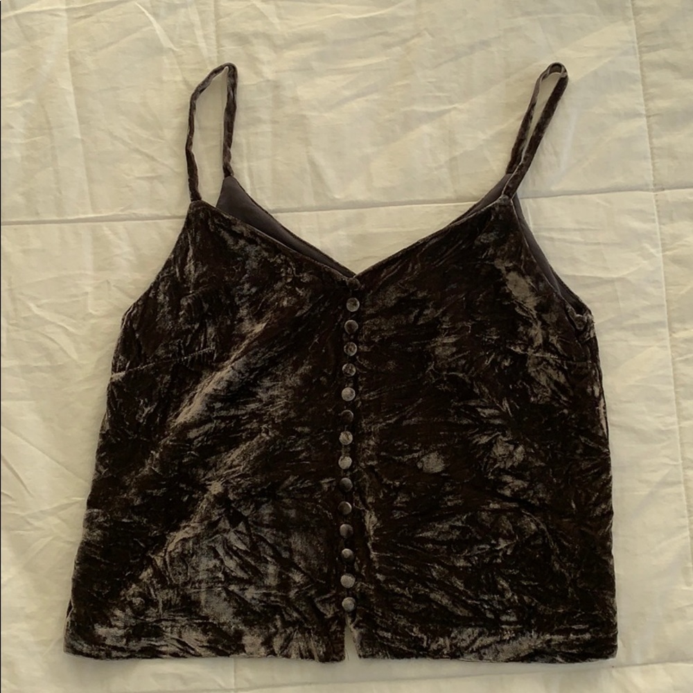 Madewell grey velvet button detail cami size 2